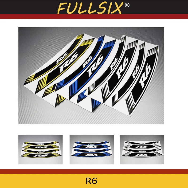 

Motorcycle 8X Thick Edge Outer Rim Sticker Stripe Wheel Decals for YAMAHA YZF R6 YZF-R6