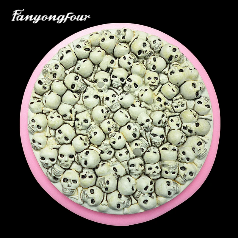 Small Skeleton Head Circular Silicone Mold DIY Handmade Resin Gypsum Concrete Crystal Dropping Glue Mold Remanufacturing Crafts