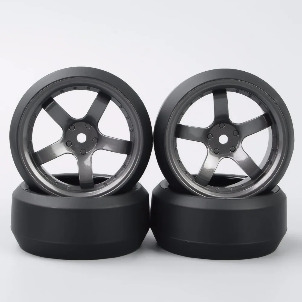 4Pcs/Set 1/10 RC Accessory 12mm Hex 3 Degree Drift Tires & Wheel Rim For HPI HSP 1:10 On-Road Car Parts D5M+PP0367 Model Toys