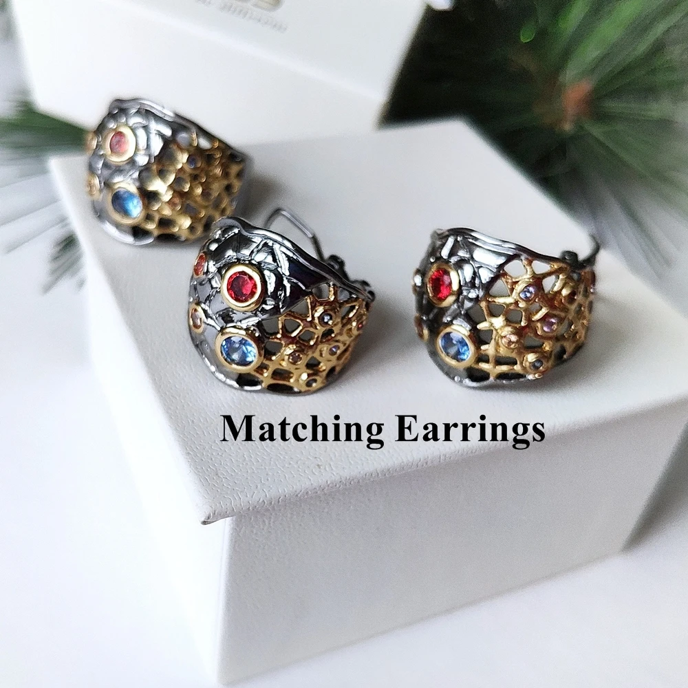 DreamCarnival 1989 Gothic Ring for Women Half See Through Design Zirconia Bezel New Arrive Hip Hop Street Fashion WA11534