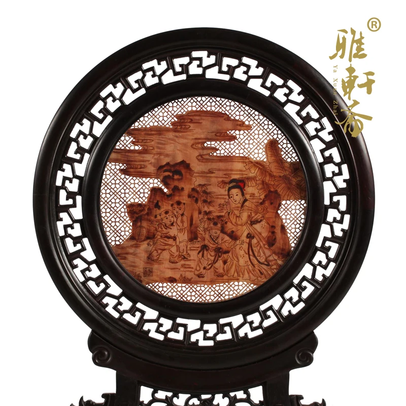 D Zhai rosewood woodcarving and ornaments gift Gallery rosewood sandalwood table screen cloth round screen