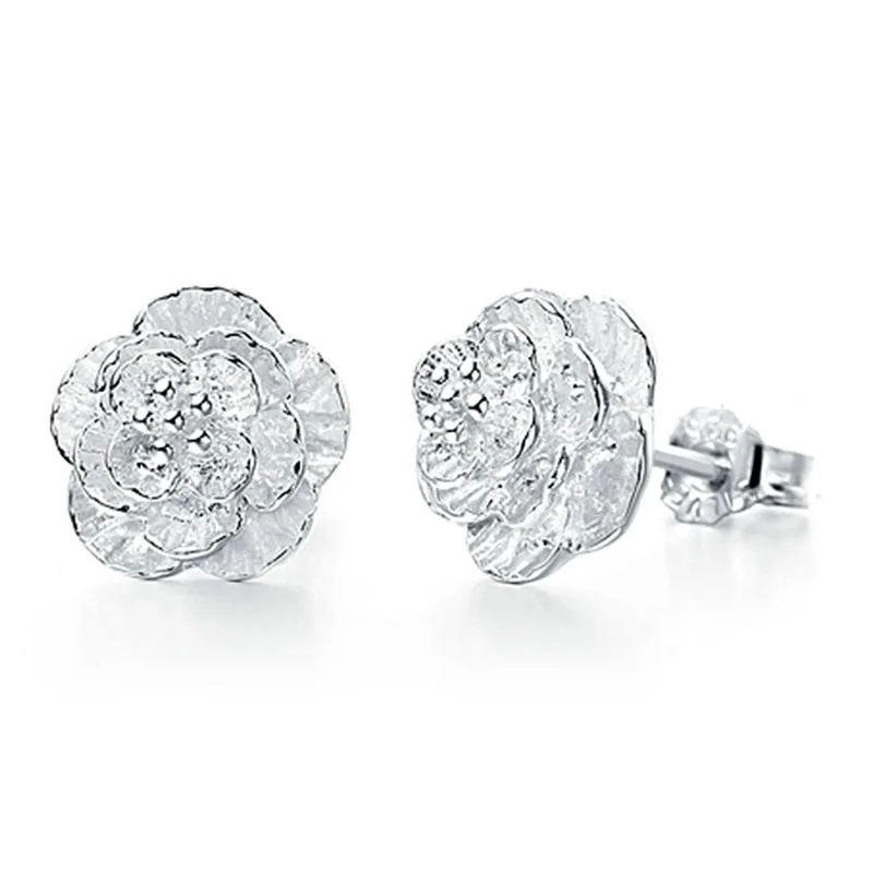 Pendientes de Plata de ley 925 para Mujer, aretes, flores