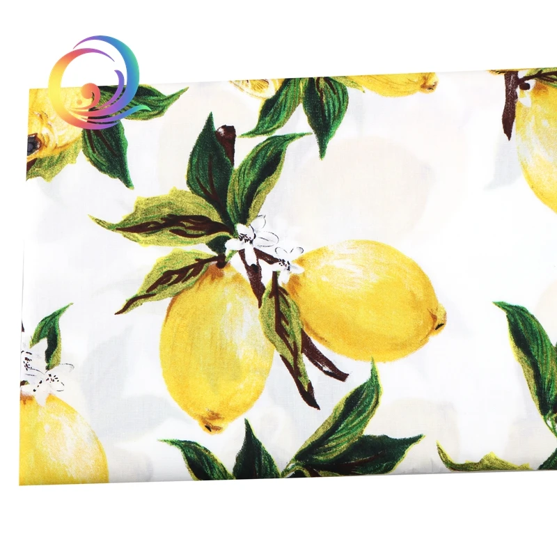 Haisen,Summer Apparel Fabric/Lemon Series Printed Pattern/ Printed Plain Poplin/Skirt/Dress/Shirt Material/Half Meter 50x145cm