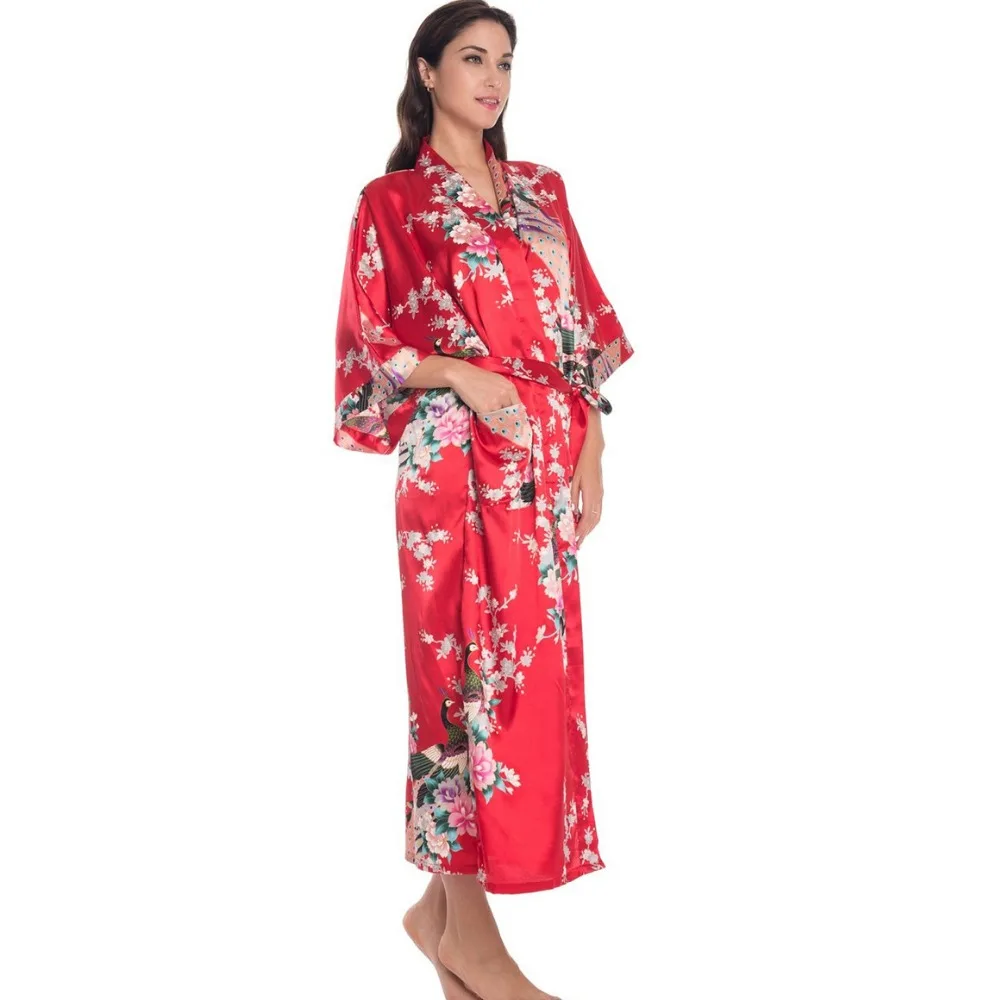 Gaun Jubah Satin Wanita Tiongkok Ungu XXXL Jubah Mandi Kimono Yukata Geisha Jepang Pakaian Tidur Seksi Gaun Malam Bunga