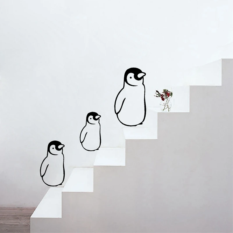 

Free shipping Three Cute Penguin Decals , Humor & Jokes animal Penguin wall art decal stickers ,P2059