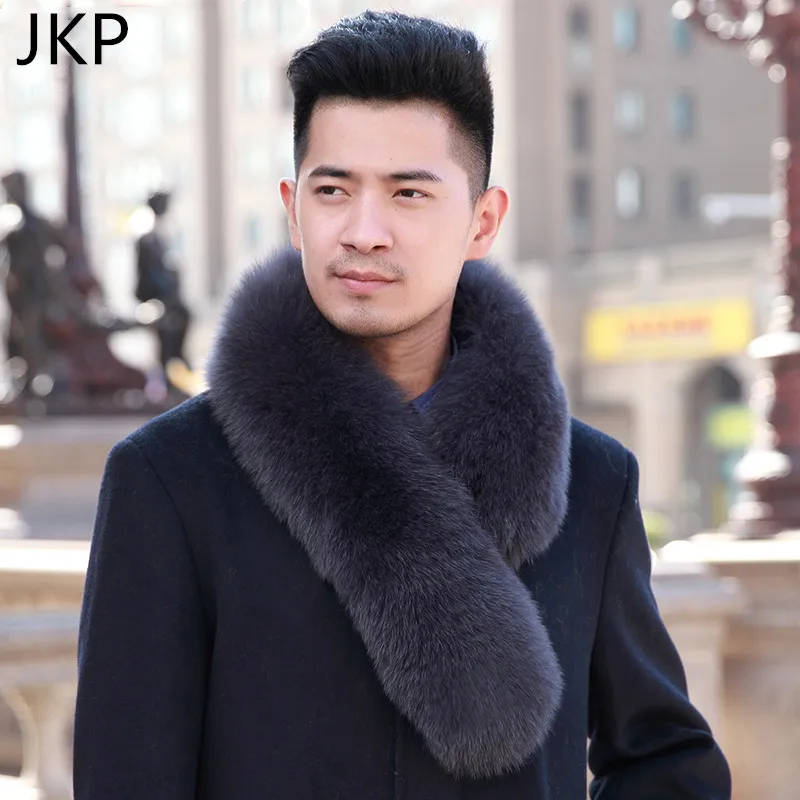 2024  Winter warm Neck  new men's wild Scarf Ring real big Furry fox fur square collar fashion real fur warm big fur  Shawl