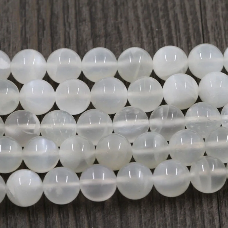 Fashion Natural Moonstone Bead Moon Stone Round Spacer Beads Shinning with Blue Light No Plastic No Glass DIY Making Jewelry