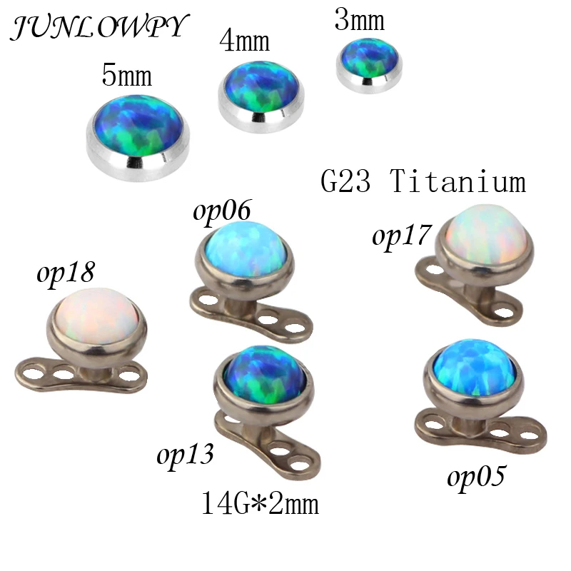 JUNLOWPY  20pcs 14G TitaniumG23 Opal micro Dermal  Skin body Surface piercing retainers hide it jewelry