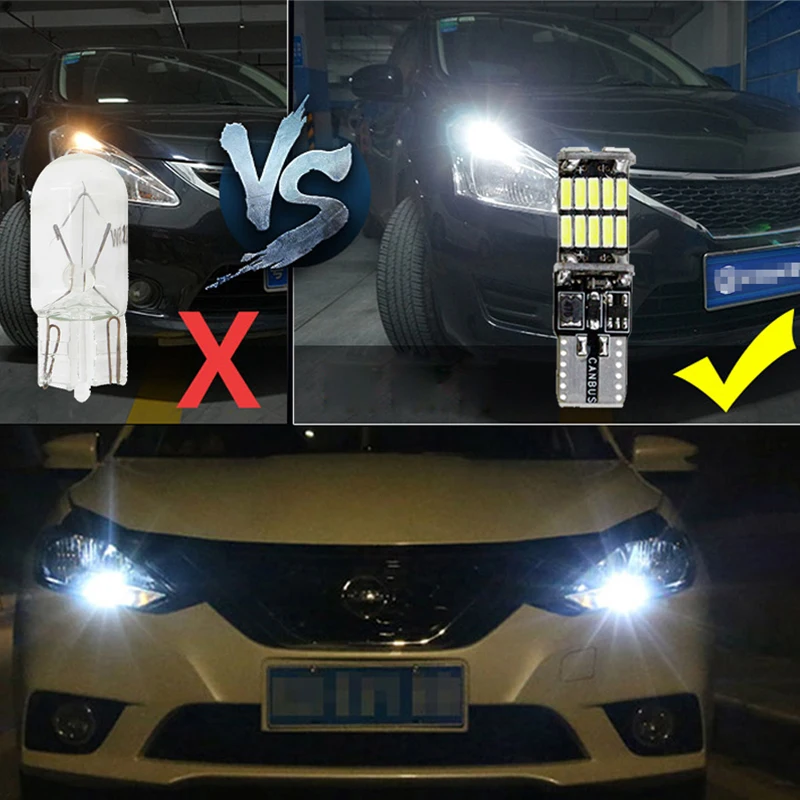 RXZ 10pcs Canbus W5W T10 LED 4014 26SMD 168 T10 LED Bulbs For Car Parking Position Lights,Interior Dome Lights,12V White Amber
