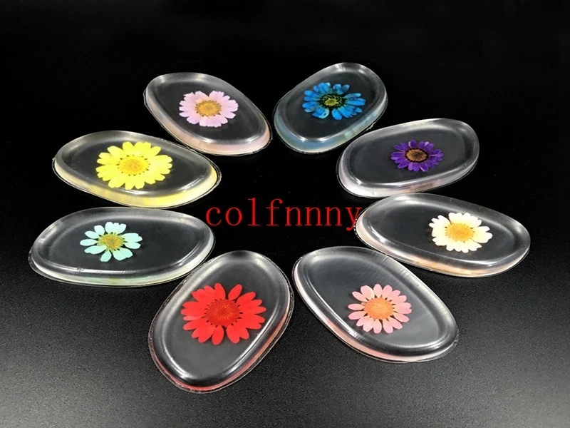 100pcs/lot Silicone Gel Cosmetic Puff Transparent Silica Flawless Powder Puff Sponge Blending Jelly with Dried Flower Maquillaje