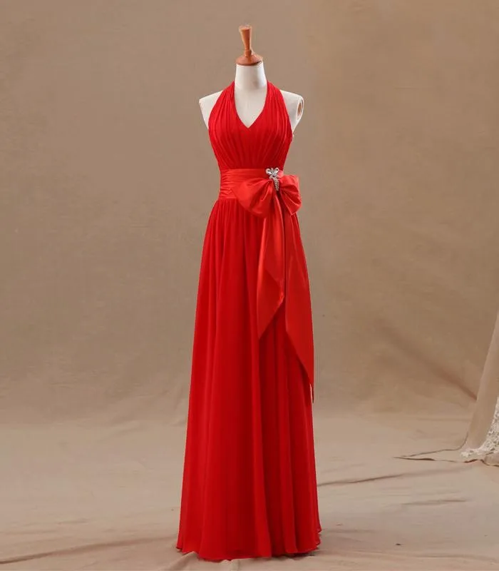 Giá rẻ New Dài Voan Blush Váy Phù Dâu Màu Đỏ 2018 A-Line Vestido De Festa De Casamen Trang Phục Chính Thức Đảng Prom Dresses Cộng Với kích thước