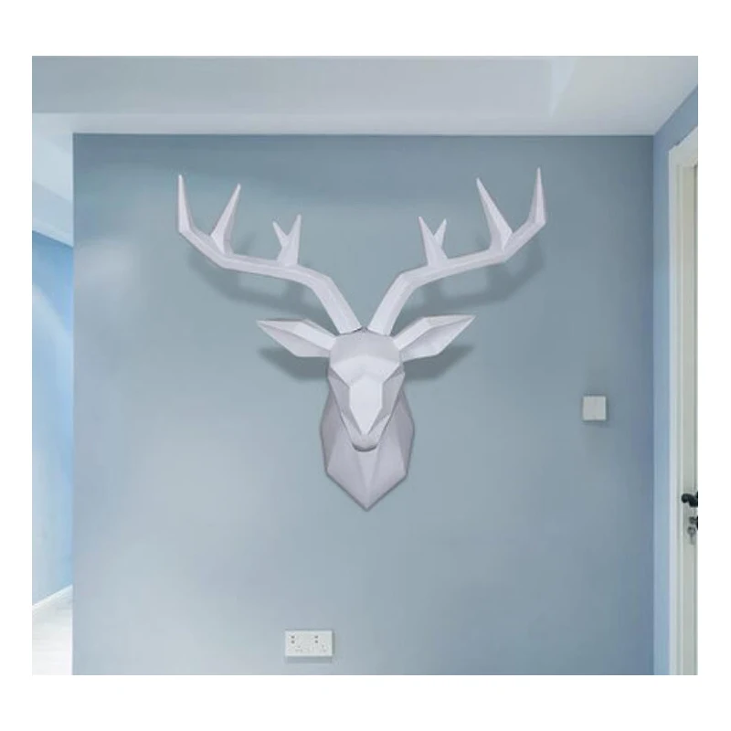 Modern european art deer head wall animal head sculpture imitation taxidermy wall decoration living room wall decora