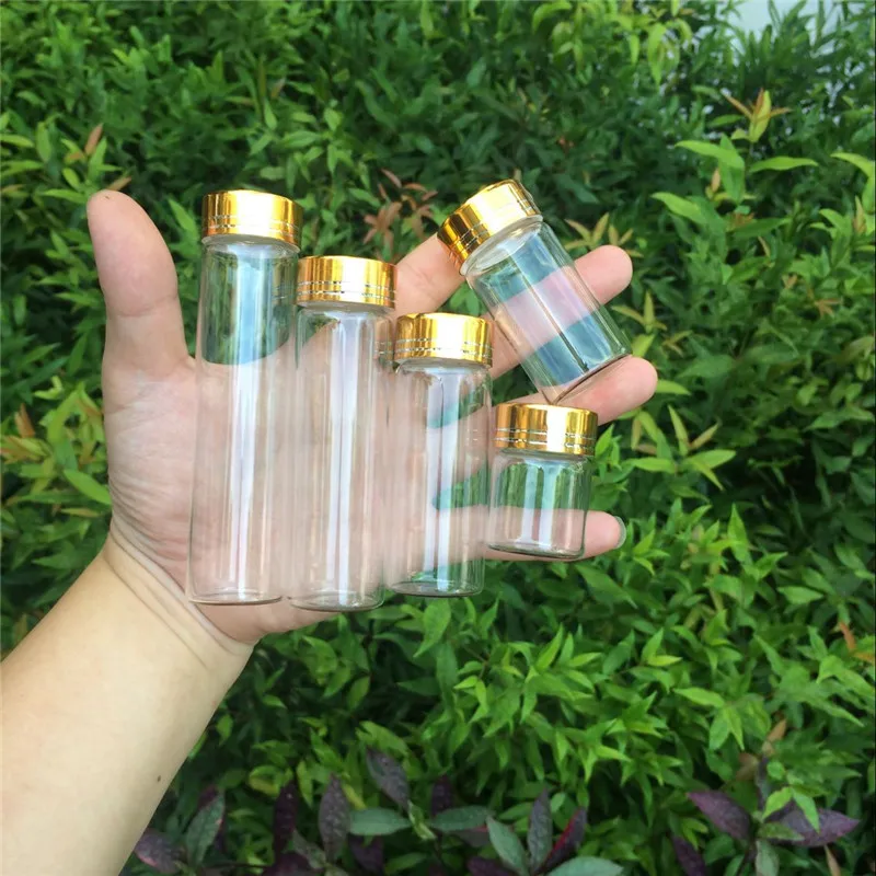 Słoiki Pojemniki Butelki szklane Aluminiowe złote zakrętki Puste szklane butelki 15 ml 25 ml 40 ml 50 ml 60 ml 50 sztuk
