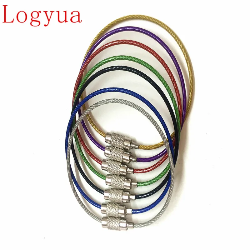 

New Car Rainbow 7 color Stainless Steel Wire Keychain wire rope key Chain carabiner Cable Key Ring Keyring for Outdoor 2000Pcs