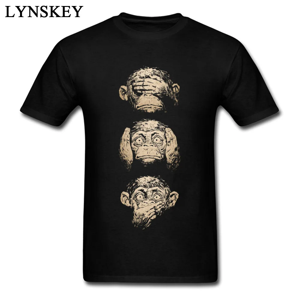 Wise Monkeys Funky T Shirt For Man Retro Painting Tees Top Cotton Fabric Short Sleeve Teens Customize