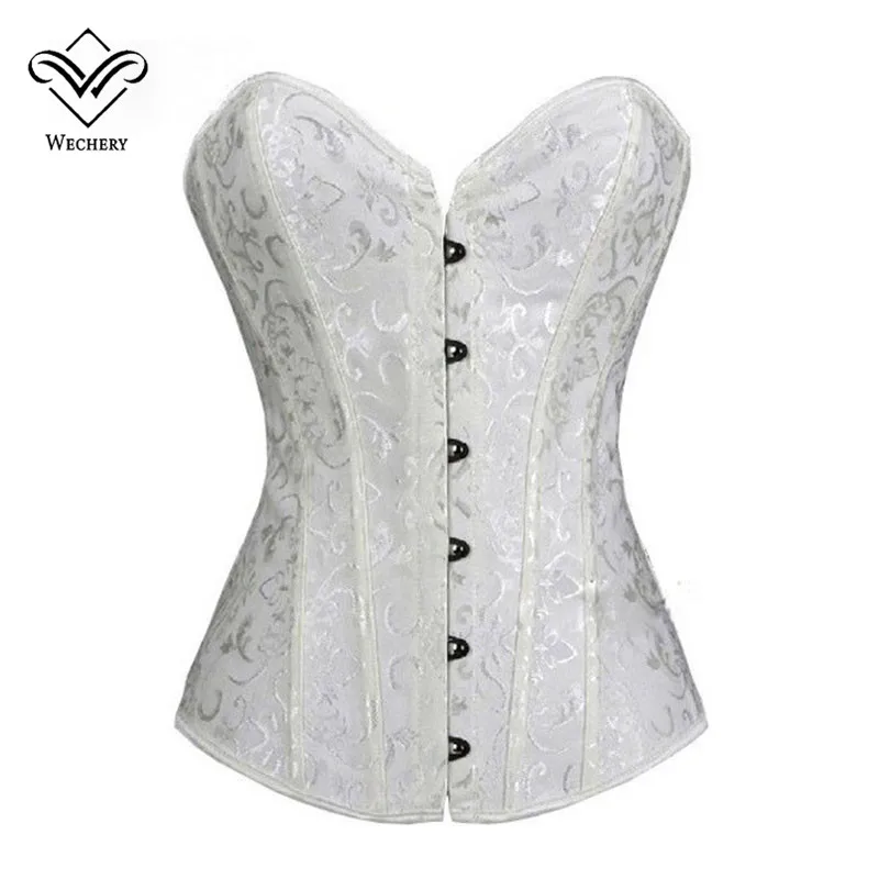 

Corset Corselet Corselete Women's Corsets Overbust Corsage White Bodice Top Bustier Embroidered Lace Up Straitjacket