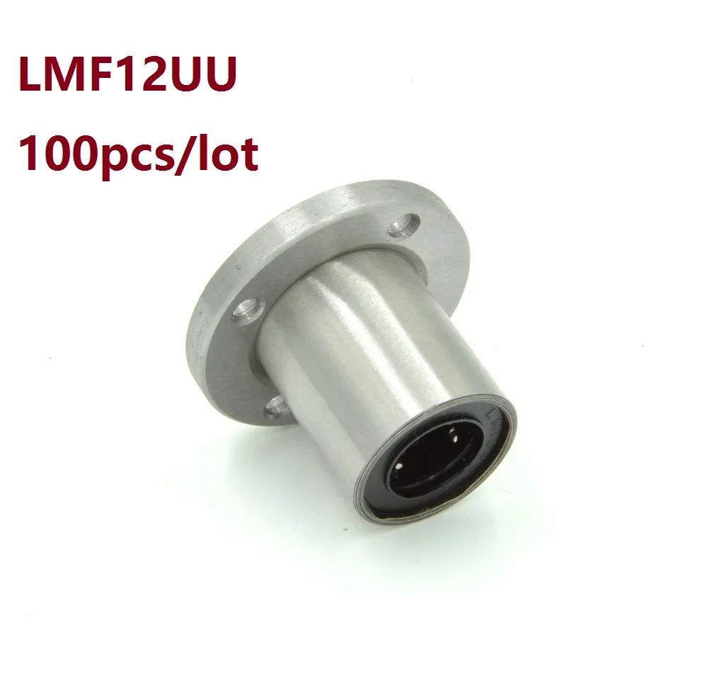 100pcs/lot LMF12UU LMF12 Flange Linear Bushing linear Bearing flange linear ball bearing for  linear shaft CNC 3D printer