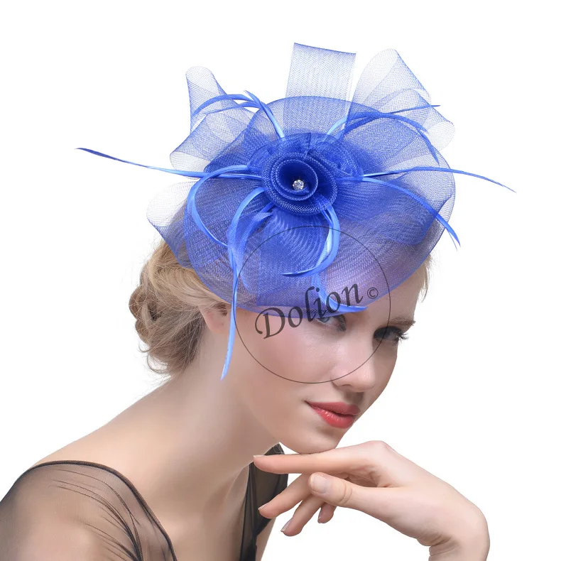 New Style Brides' Veils Fedoras Hat Female Linen Hair Accessories Feather Hat Flower Headswear Lady Headdresses B-8286