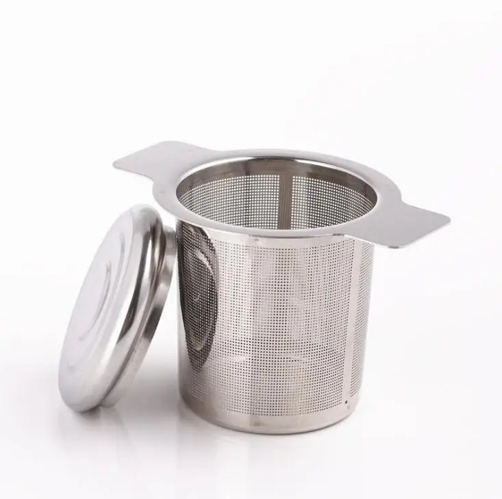 

300pcs/Lot Reusable Tea Strainer With Lids And Handle Stainless Steel Filter Infuser Without Tea Dregs Hot Sale SN1914