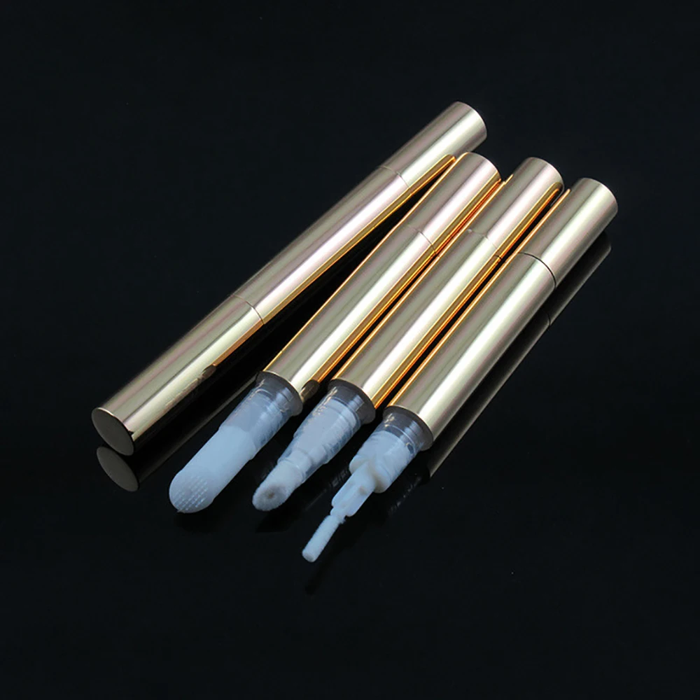 High grade 3ml aluminum cosmetic packaging brush lip gloss tube, metal oils teeth whitening pen refillable bottles