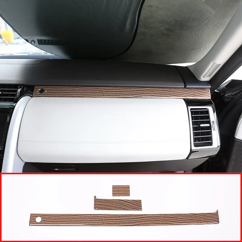 3pcs Sands Wood Grain Style For Land Rover Discovery 5 LR5 L462 2017-2018 ABS Plastic Central Control Storage Strips Trim LHD