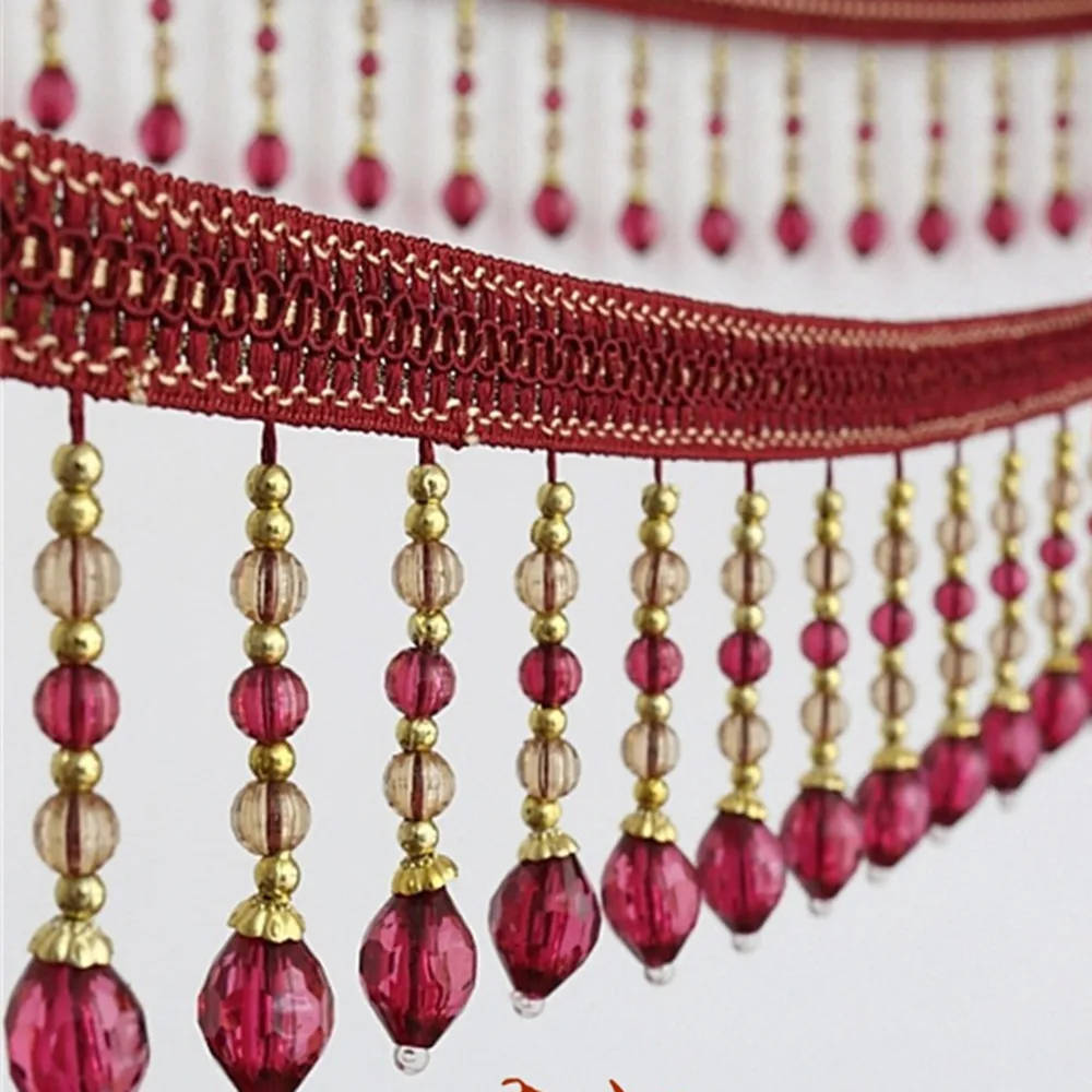 12yards Briaded Hanging Beads Tassel Fringe Trimming Applique Fabric Ribbon Tape Band Curtain Table Wedding Decorated T2583 image 6