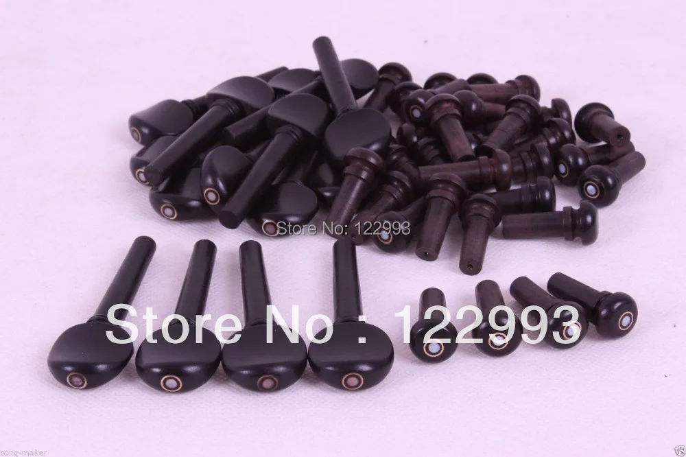 4 set Violin peg + 10pcs endpin Ebony wood Inlay violin parts