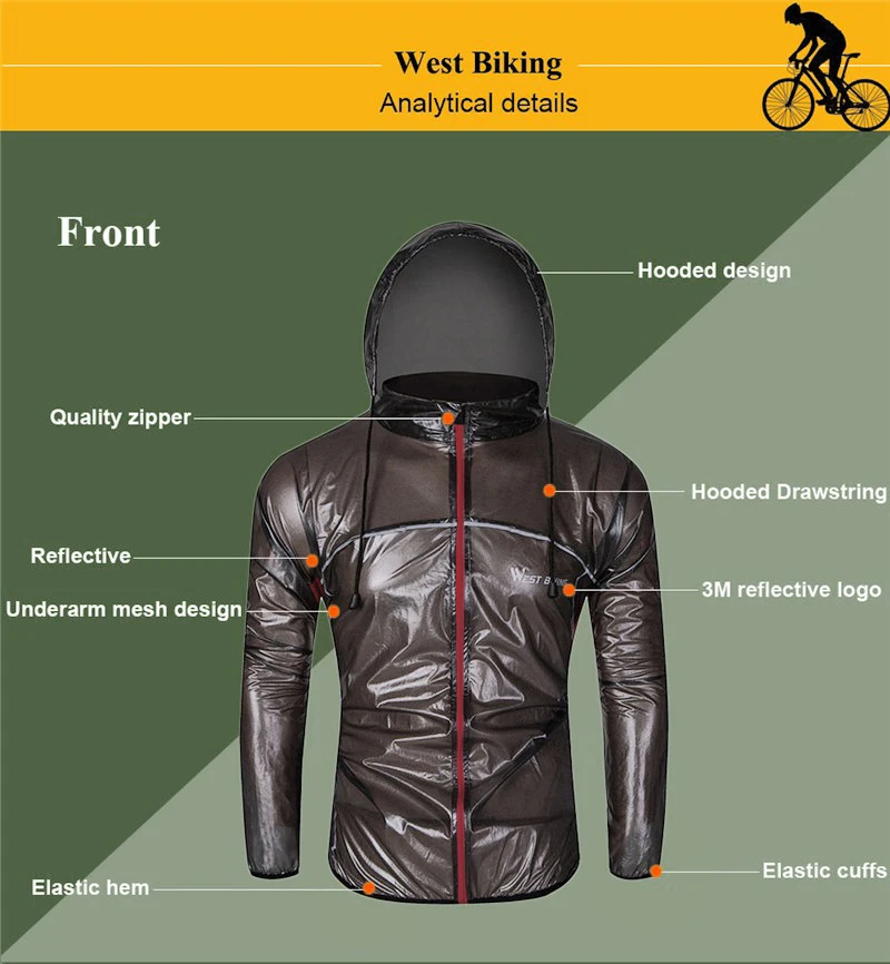 WEST BIKING giacca a vento impermeabile luce pioggia mountain bike impermeabile ciclismo bici Bicicletas impermeabile bicicletta giacca antipioggia