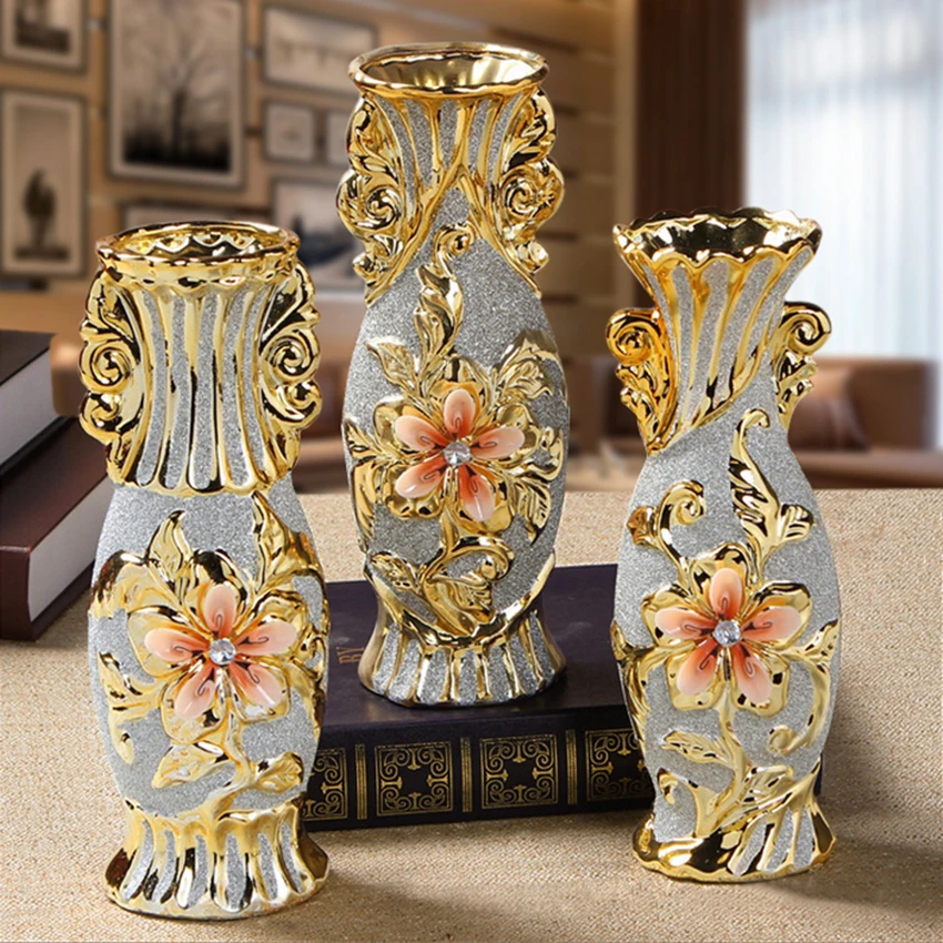 

Gold Ceramic Vase for Home Decoration, Living Room Decoration, Luxury Accessories, Wedding Gifts, Creative Crafts, Fashion