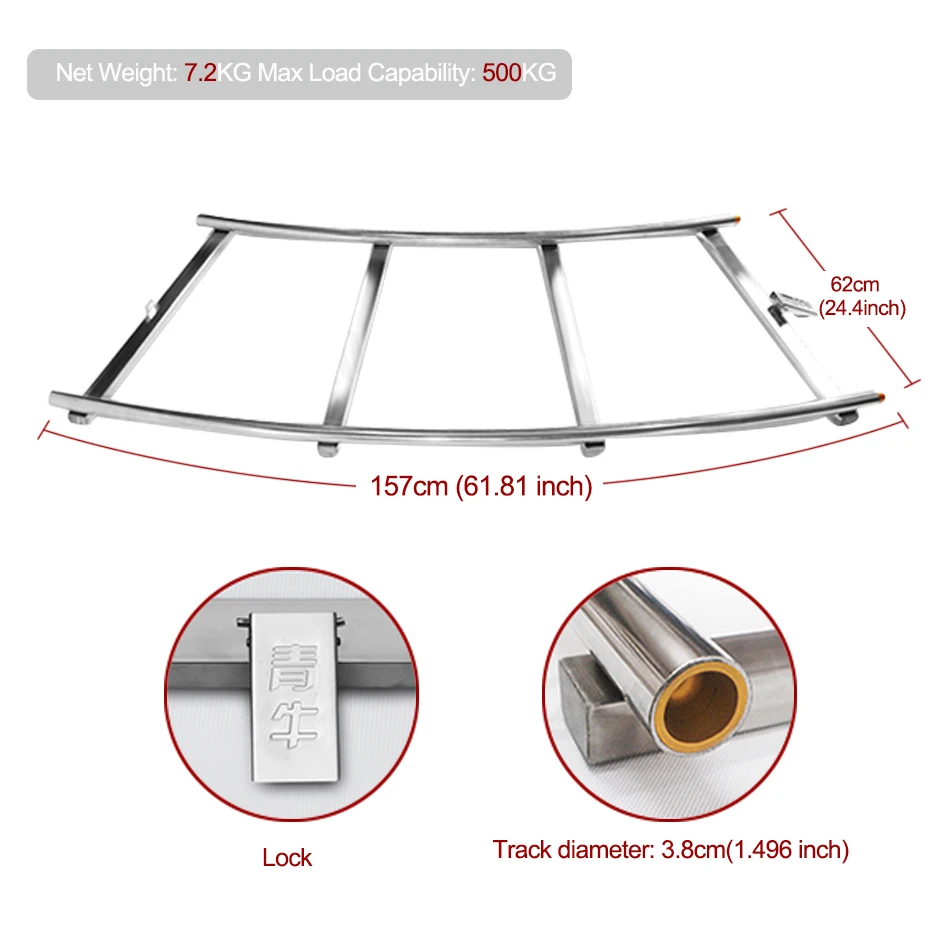 Carga máxima 600lbs resistente inoxidável curvo & trilho reto + carro dolly para vídeo