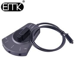 EMK 3-Way Digital Toslink Switch SPDIF Optical Audio Switch Toslink Cable Switcher Selector Hub Box for DVD CD player