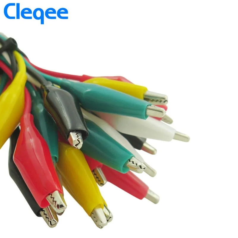 Cleqee P1025 10pcs 악어 클립 전기 DIY 테스트 리드 악어 더블 엔드 악어 클립 로치 클립 테스트 점퍼 와이어