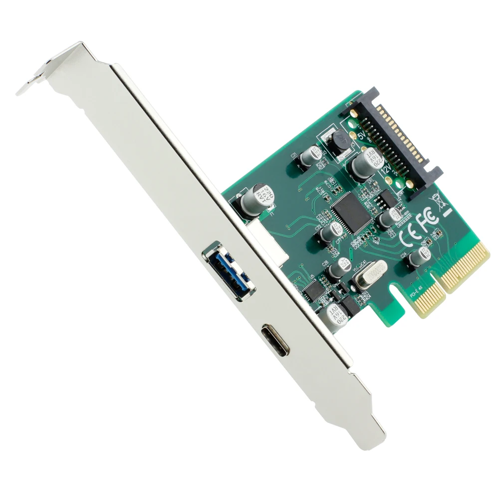 

10Gbps USB 3.1 USB-C Type-A + Type-C PCI-e Controller Card PCI Express 4x to USB3.1 Type C + A Converter Adapter Add on Cards