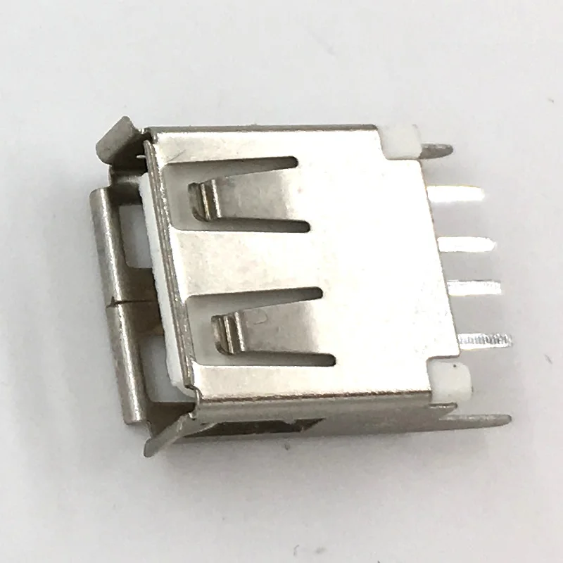 10pcs USB 2.0 4Pin A Type Female Socket Connector Curly Mouth Straight Foot Data Transmission Charging