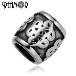 REAMOR 5pcs 316L Stainless Steel Chinese Knot Metal Beads 8mm Large Hole Spacer Charm Beads For DIY Bracelet Jewelry Making