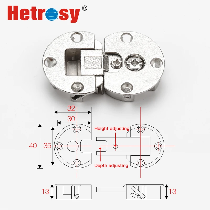 Hetrosy Hardware 90 Degree Furniture Adjustable Concealed Flap Hinge Self Supporting special Table Hinge Pack of 2PCS with Screw