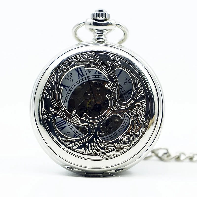 

10pcs/lot Luxury Pattern Carved Skeleton Watches Steampunk Hollow Fob Watch Hand Wind Mechanical Pocket Watch