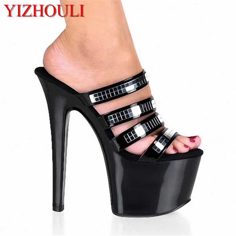 colour bright eye-catching 17cm high with thick bottom Ming with sexy star model photo crystal slippers