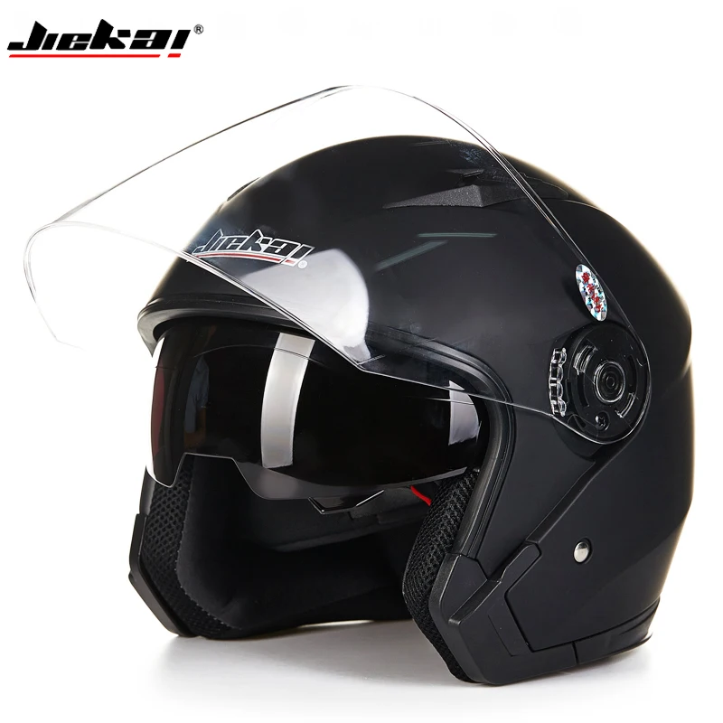 Genuine JIEKAI Helmet Motorcycle Motorbike Dual Lens Summer/Winter Open Face Helmet Moto capacete para motocicleta casco