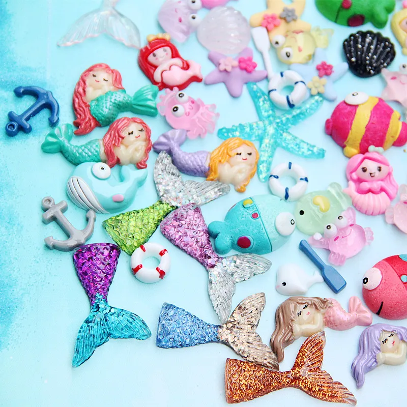 10/20/30 Stück Ocean Series Charms Zusatzstoffe für Schleimfüller DIY Ornament Telefon Decora Meerjungfrau Lizun Ton Schleim Zubehör Spielzeug