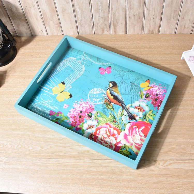 1PC Random Color Creative Colorful Wood Storage Trays Octangles Tea Tray Pack Snacks Drinks Organizer Plates NU 004