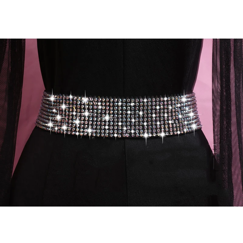 New Latin Dance Accessories 2 Colors Crystals Red/Black Waist Belt Chain Decorated Ballroom Latin Hip Scarf For Women BL1847