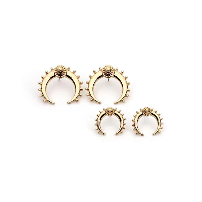 New Punk Half Moon Studs Earrings For Women Chunky Alloy Crescent Pendant Post Earrings Fashion Jewelry Pendientes Moon Earrings