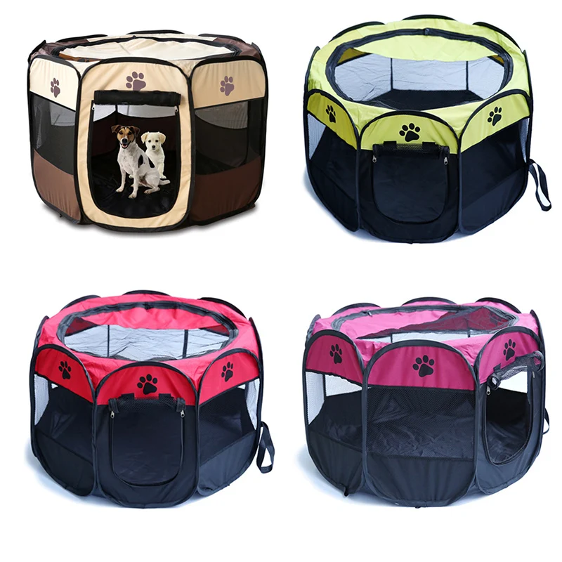 High Quality Portable Folding Dog House Pet tent Cage Dog Cat Tent Puppy Kennel Octagonal Fence outdoor Pet supplies 5 Colors