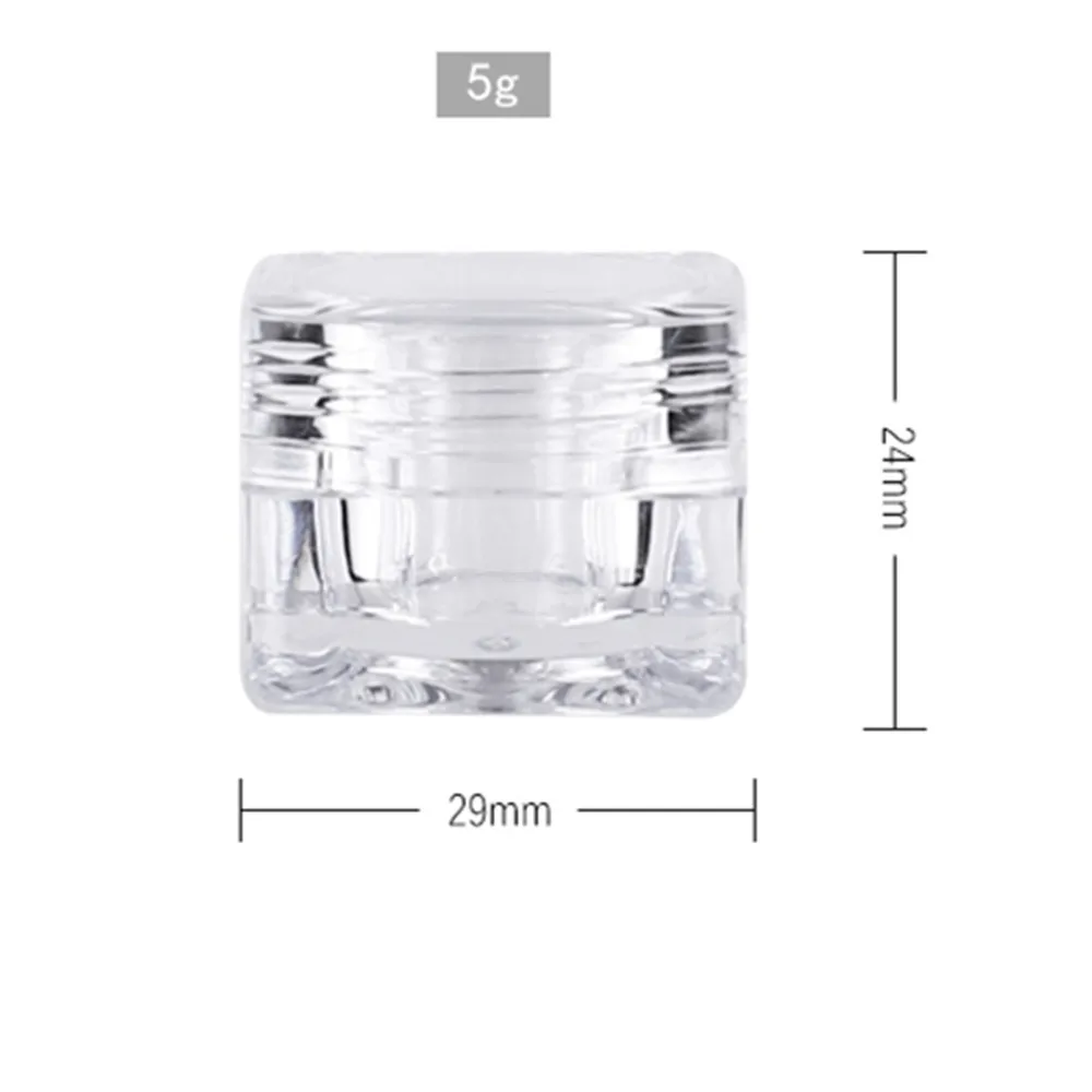 360 x 5g Square Mini Portable Small Jars Pot Box Makeup Nail Art Cosmetic Bead Storage AS Container Clear Travelling Cream Jar