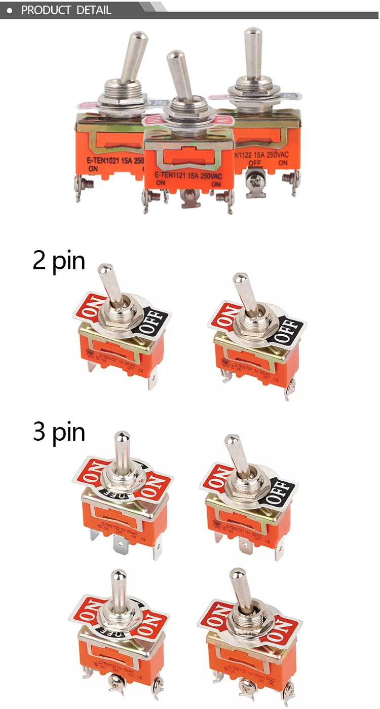 FILM 15A 250V Kippschalter Miniatur-Daumenhebel Ein Aus Elektronik SPST SPDT DPDT Power Rocker Wasserdichte Kappe – Detail 4