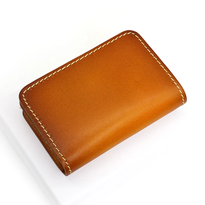 Business Card Bag Genuine Leather Luxury Vintage Credit Card Wallets Retro Mini Hasp Coin Purses Small Money Bag