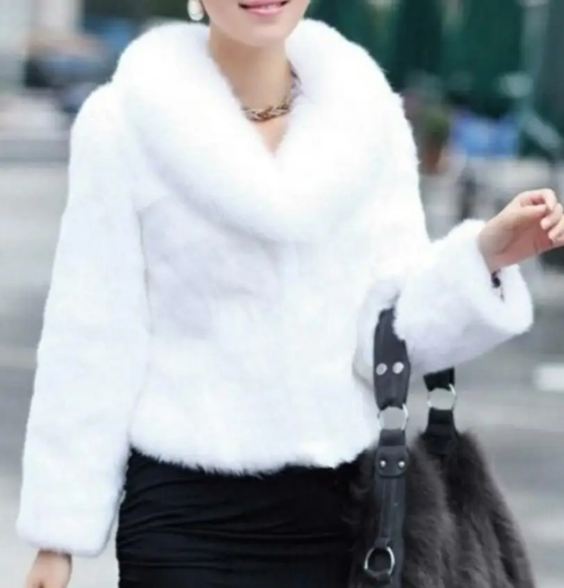 Women Imitation Fur Coats Tops Fashion Slim Fur Outwear Ladies Short Soft Fox Fur Collar Rabbit Fur Coat Overcoats Autumn Jacket