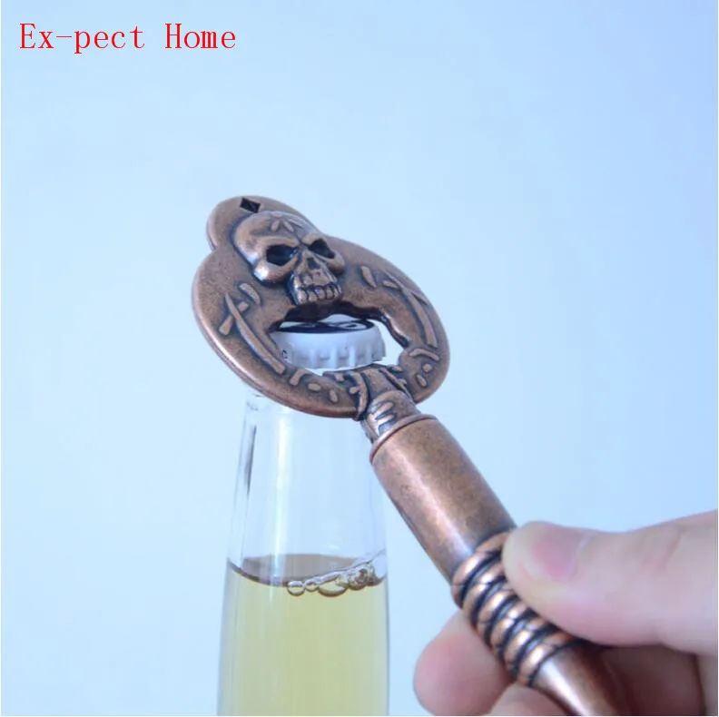 by dhl 50pcs practical Vintage Bronze Skull Opener Wine Beer Soda Glass Cap Bottle Opener Kitchen Bar Gift Kitchen gadgets