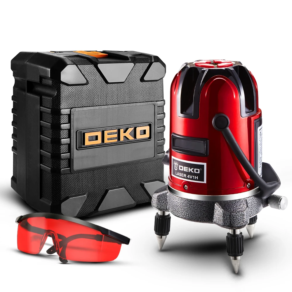 DEKO LL5 Series Self-leveling 5 Line 6 Points Horizontal&Vertical Laser Level 360 Degree Rotary 635nm Outdoor Mode Receiver Mode